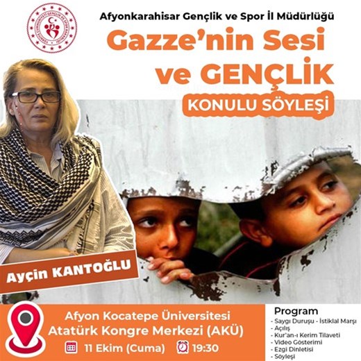 Afyonkarahisar’da “Gazze’nin Sesi ve Gençlik” Konulu Söyleşi Düzenlenecek