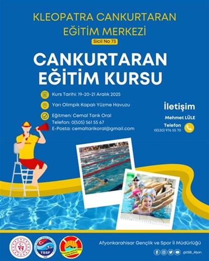  AFYONKARAHİSAR’DA TSSF ONAYLI CANKURTARMA KURSU DÜZENLENECEK